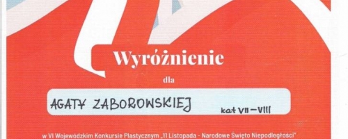 Wyróżnienie w VI Wojewódzkim Konkursie Plastycznym „11 Listopada – Narodowe Święto Niepodległości”