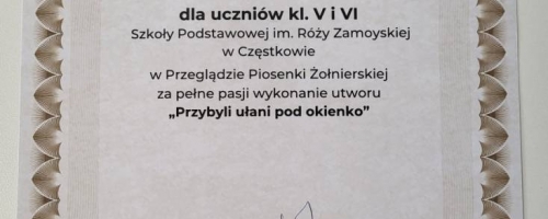Wyróżnienie w Przeglądzie Piosenki Żołnierskiej organizowanym przez Muzeum Wojska Polskiego w Warszawie