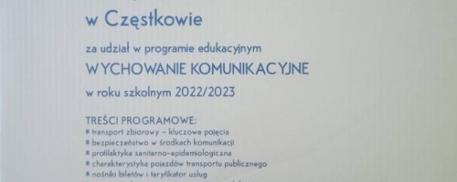  Zajęcia w ramach programu edukacyjnego „Wychowanie komunikacyjne” organizowanego przez Metropolitalny Związek Komunikacyjny Zatoki Gdańskiej