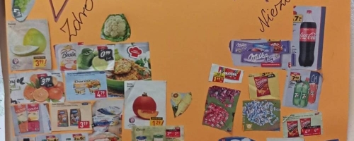 Plakat zdrowej i niezdrowej żywności 